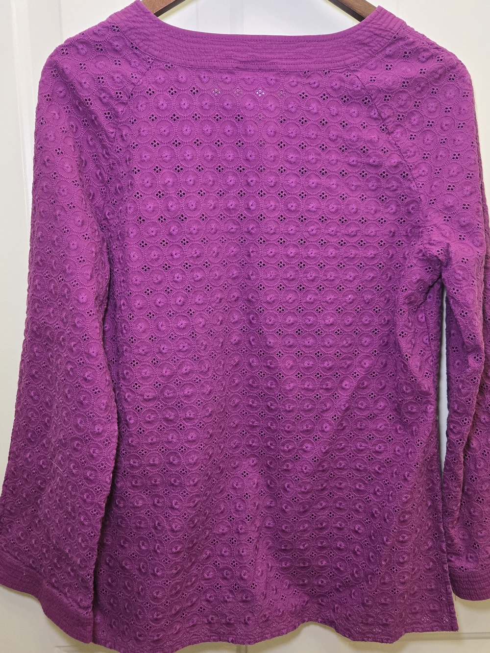 Charter Club Eyelet Knit Tunic - Vibrant Magenta - Picture 7 of 9